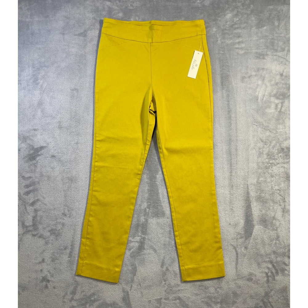 Très Jolie Womens Pull On Stretch Ankle Pants 12 Mustard Yellow Slim Fit